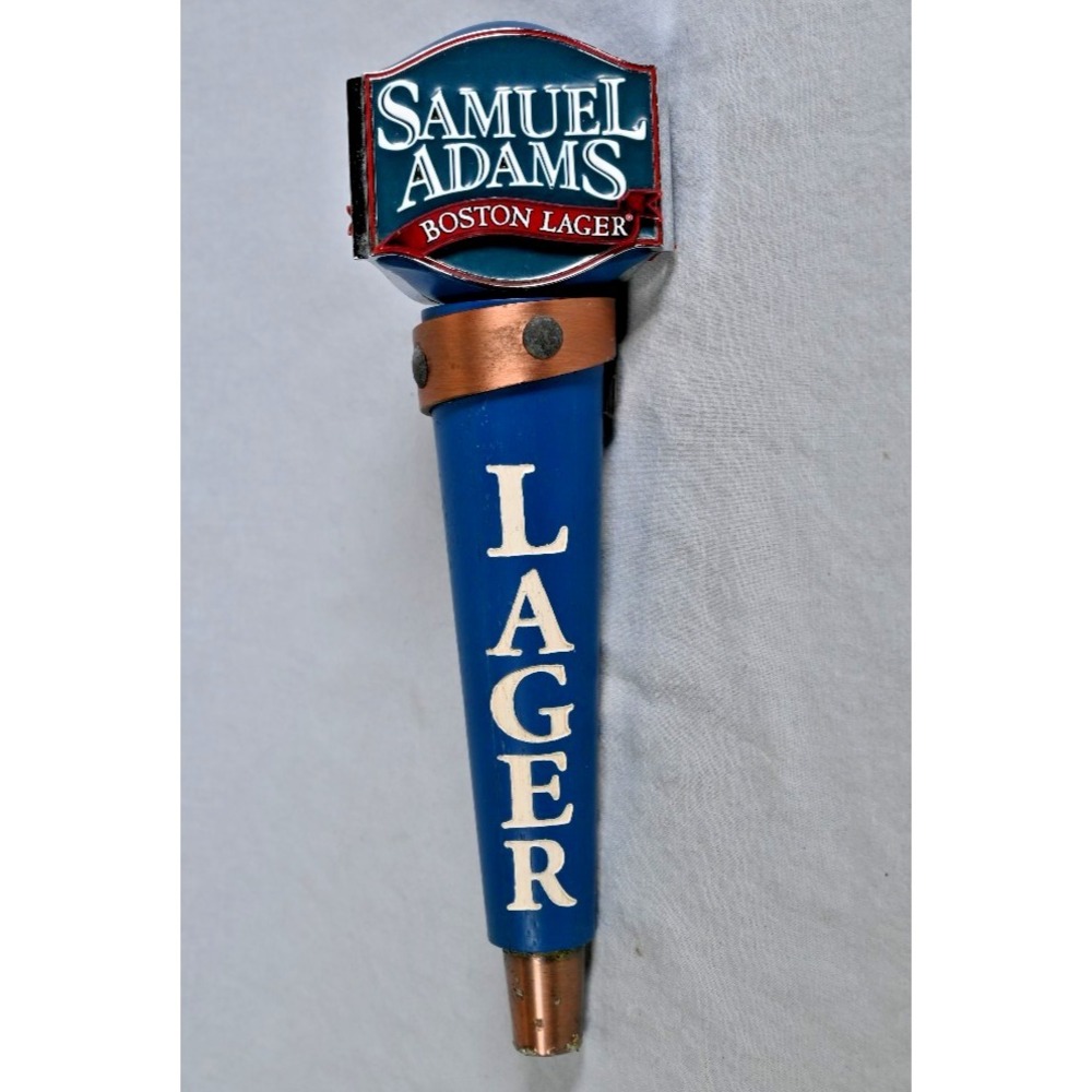 Samuel Adams Boston Lager Beer Tap Handle Blue Copper Accent 9-1/2"